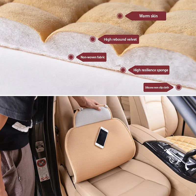 Housse de siège auto SEAMETAL – Peluche chaude et douce, antidérapante, 3 saisons