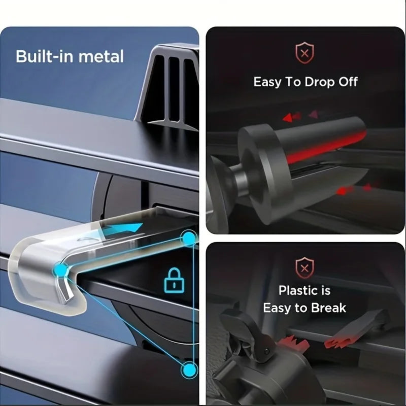Support téléphone voiture – Pince grille d'aération, universel, rotation 360°